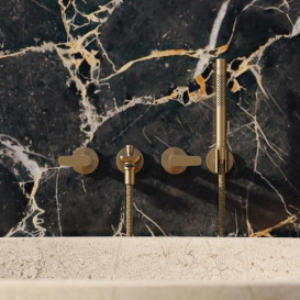 Смеситель для ванной Hansgrohe Axor Citterio C настенный с душевым гарнитуром матовая бронза 49481140