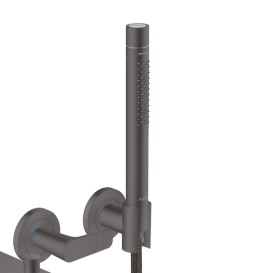 Смеситель для ванной Hansgrohe Axor Citterio C настенный с душевым гарнитуром матовый черный хром 49481340