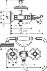 Змішувач для ванної кімнати Hansgrohe Axor Montreux з душовим гарнітуром шліфований чорний хром 16540340