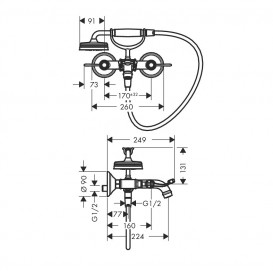 Смеситель для ванной Hansgrohe Axor Montreux с душем шлифованный никель 16551820
