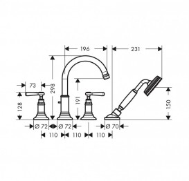 Змішувач для ванни Hansgrohe Axor Montreux шліфований нікель 16554820