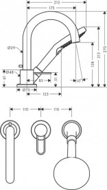 Смеситель для ванной Hansgrohe Axor Uno на 3 отверстия хром 38436000