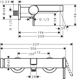 Змішувач для ванної кімнати Hansgrohe Finoris одноважільний бронза матова 76420140