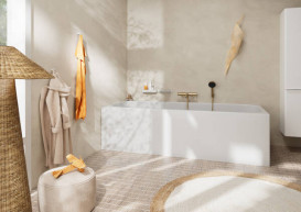 Змішувач для ванної Hansgrohe Tecturis S настінний одноважільний на 2 споживача шліфована бронза 73422140