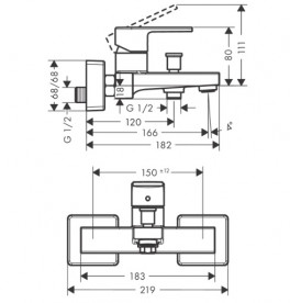 Смеситель для ванной Hansgrohe Vernis Shape настенный однорычажный хром 6 шт 71457000