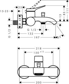 Смеситель для ванной Hansgrohe Vivenis однорычажный бронза матовая 75423140