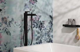 Смеситель для ванной Hansgrohe Zesis S напольный с душевым гарнитуром матовый черный 74445670