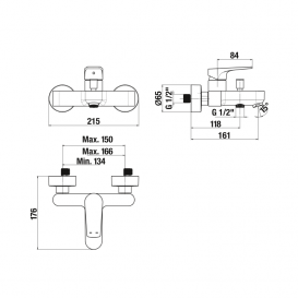Смеситель для ванной Jika Cubito-N  однорычажный хром H3211X70044001