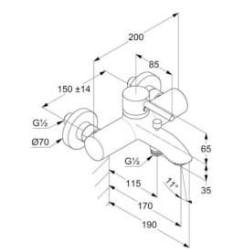 Смеситель для ванной Kludi Bozz однорычажный брашированное золото PVD 38691N076