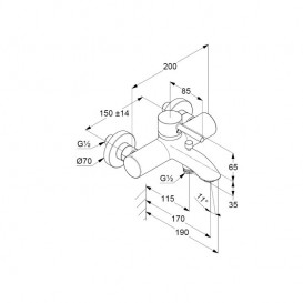 Смеситель для ванной Kludi Bozz однорычажный матовый черный 386913976