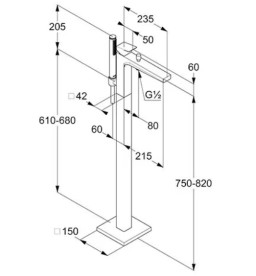 Змішувач для ванної кімнати Kludi Decus підлоговий з душовим гарнітуром брошуроване золото PVD 54590N075