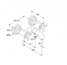 Змішувач для ванни Kludi Nova Fonte Classic двухвентильний хром 205400520