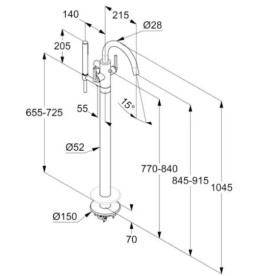 Змішувач для ванної кімнати Kludi Nova Fonte підлоговий з душовим гарнітуром хром 205900515
