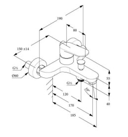 Смеситель для ванной Kludi X1 однорычажный хром 326910575