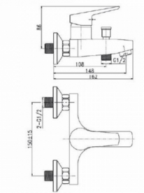 Смеситель для ванной Koller Pool Integro однорычажный хром NT0100