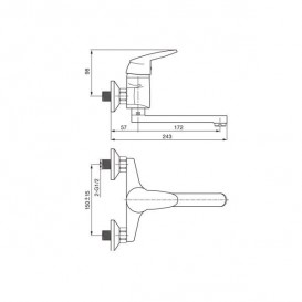 Смеситель для ванной Koller Pool Integro однорычажный хром NT0700