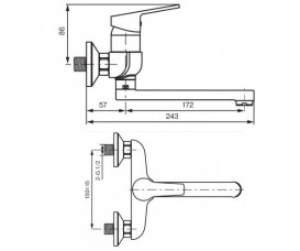 Смеситель для ванной Koller Pool Kvadro однорычажный хром KR0700