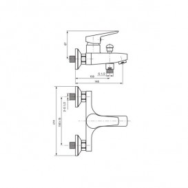 Смеситель для ванной Koller Pool Twin однорычажный хром TN0100