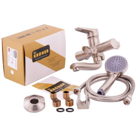 Змішувач для ванної кімнати Kroner KRM Elbe-N060 з душовим гарнітуром нікель CV016438