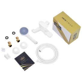 Смеситель для ванной Kroner KRM Fulda-W060 с душевым гарнитуром белый CV018080