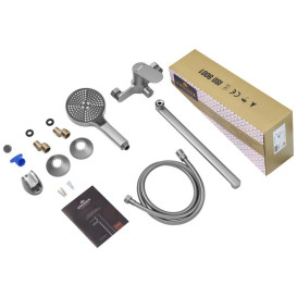 Смеситель для ванной Kroner KRM Linz-GRN070 с душевым гарнитуром серый CV034901