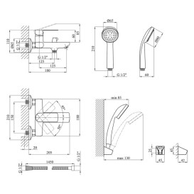 Змішувач для ванної кімнати Kroner KRM Main-C060 з душовим гарнітуром хром CV018619