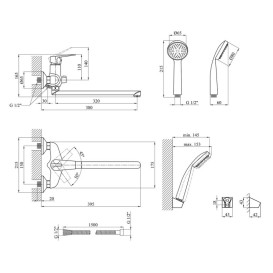 Смеситель для ванной Kroner KRM Odra-C071 с душевым гарнитуром хром CV019458