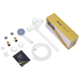 Змішувач для ванної кімнати Kroner KRM Zenda-W070 з душовим гарнітуром білий CV022959