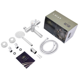 Змішувач для ванної кімнати Kroner KRP Edelstahl Klassisch-ESG060 з душовим гарнітуром нікель CV022998