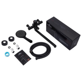 Змішувач для ванної кімнати Kroner KRP Edelstahl Klassisch-SCH070 з душовим гарнітуром чорний CV025651