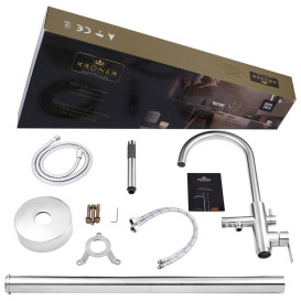 Смеситель для ванной Kroner KRP Edelstahl Klassisch ESG077 с душевым гарнитуром нержавеющая сталь CV029975