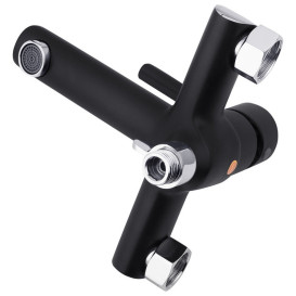 Смеситель для ванной Kroner KRP Essen-SCH060 с душевым гарнитуром хром/черный CV024326