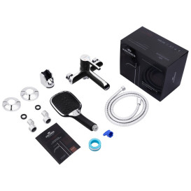 Смеситель для ванной Kroner KRP Essen-SCH060 с душевым гарнитуром хром/черный CV024326