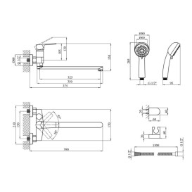 Смеситель для ванной Kroner KRP Hagen-C071 с душевым гарнитуром хром CV032244