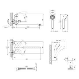 Смеситель для ванной Kroner KRP Konstante-C071 с душевым гарнитуром хром CV023592