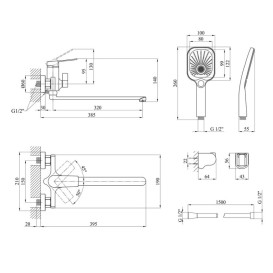 Смеситель для ванной Kroner KRP Makon-C070 с душевым гарнитуром хром CV033862