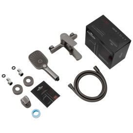 Смеситель для ванной Kroner KRP Makon-GRP060 с душевым гарнитуром графит CV033863