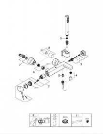 Смеситель для ванной настенный Grohe Plus с душевым гарнитуром латунь хром 33547003