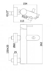 Смеситель для ванной Paffoni Light однорычажный с ручным душем черный матовый LIG 023 NO