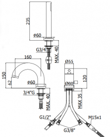 Смеситель для ванной Paffoni Light однорычажный с ручным душем монтаж на борт ванны черный матовый LIG 047 NO