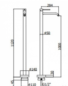 Смеситель для ванной Paffoni Light однорычажный напольный в комплекте со скрытой частью хром LIG 031 CR + LIG 030