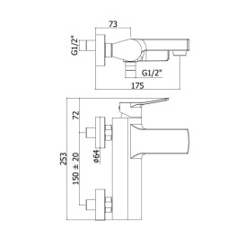 Смеситель для ванной Paffoni Tilt однорычажный хром TI022CR