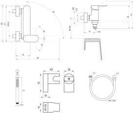Змішувач для ванної кімнати Ravak Chrome II з душовим гарнітуром матовий чорний X07S120