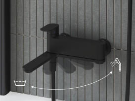 Змішувач для ванної кімнати Ravak Chrome II з душовим гарнітуром матовий чорний X07S120