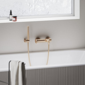 Смеситель для ванной Ravak Eleganta настенный однорычажный розовое золото матовое X070367