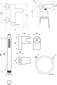 Змішувач для ванної кімнати Ravak Eleganta з душовим гарнітуром матовий чорний X07S135