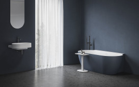 Смеситель для ванной Ravak Espirit напольный с душевым гарнитуром черный матовый X070501