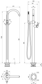 Смеситель для ванной Ravak Espirit напольный с душевым гарнитуром золото матовое X070615