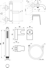 Змішувач для ванної кімнати Ravak Espirit з душовим гарнітуром матовий білий X07S124
