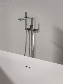 Змішувач для ванної кімнати Ravak Flat підлоговий з душовим гарнітуром хром X070440